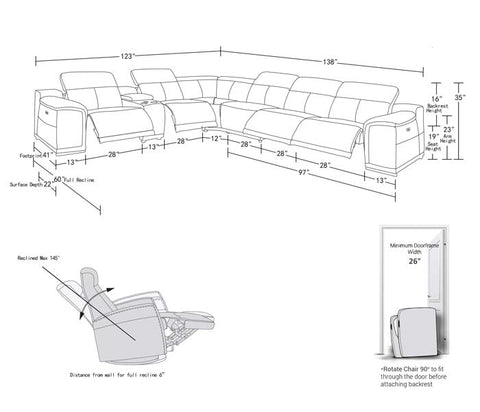 Schematic Photos of Leather Sofa Dimensions